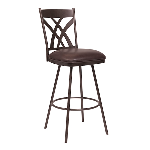 Armen Living Dover 26" Counter Height Barstool in Auburn Bay and Brown Faux Leather LCDOBAABBR26 - main